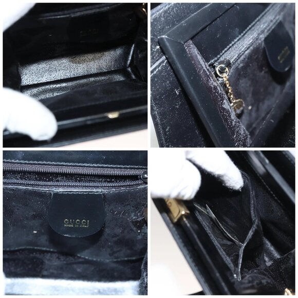 GUCCI Shoulder Bag Leather Black Gold 007 2046 0268 Auth BA1194 - Picture 15 of 16